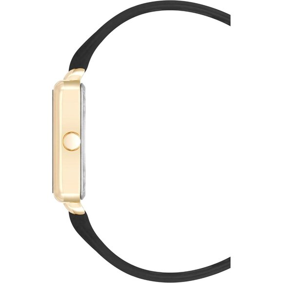 Women\'s Black/Gold Tone Buckle Closure Faux Leather Strap Crystal Lens Watch main image 4